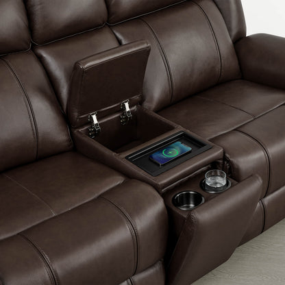 Grady Genuine Leather Power Reclining Sofa with Flip-Down Tabletop