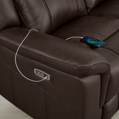 Grady Genuine Leather Power Reclining Sofa with Flip-Down Tabletop