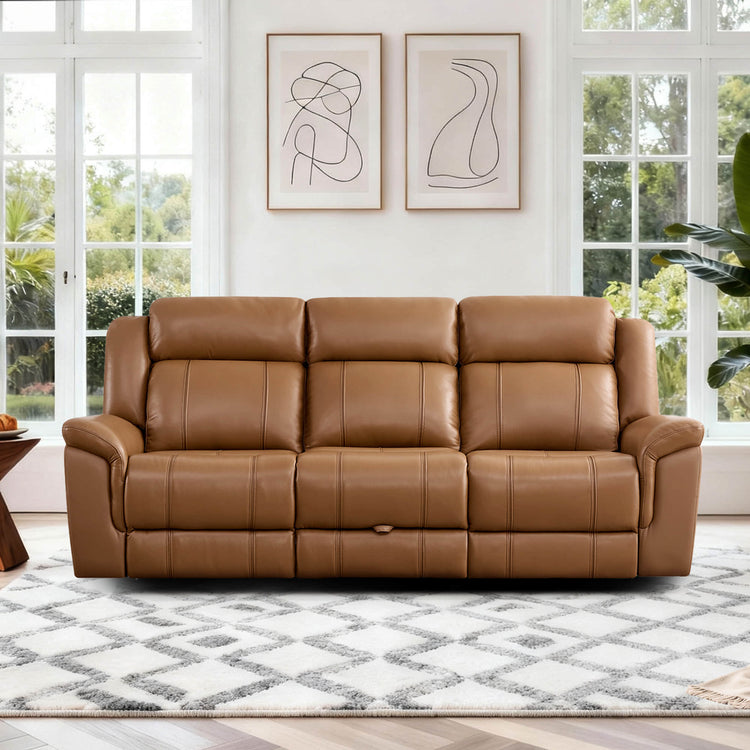 Grady Genuine Leather Power Reclining Sofa with Flip-Down Tabletop