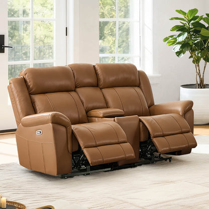 Grady Genuine Leather Power Reclining Sofa with Flip-Down Tabletop