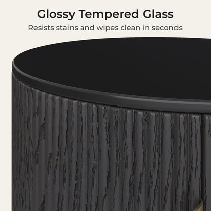 Irais Fluted Round Storage Side Table