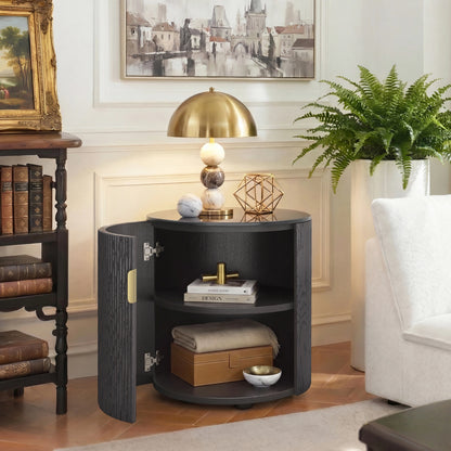 Irais Fluted Round Storage Side Table