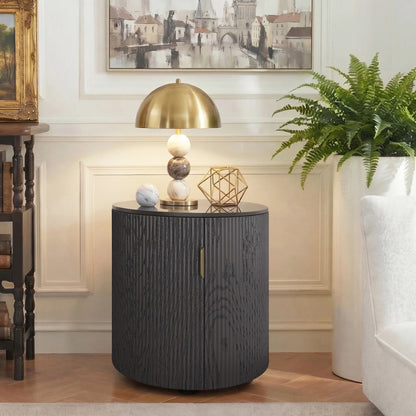 Irais Fluted Round Storage Side Table