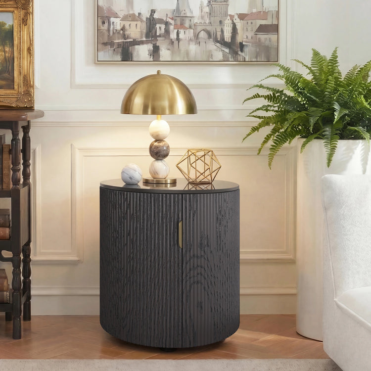 Irais Fluted Round Storage Side Table