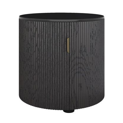Irais Fluted Round Storage Side Table
