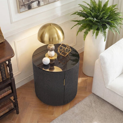 Irais Fluted Round Storage Side Table