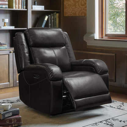 Isaac Genuine Leather Wall Hugger Power Recliner with Power Headrest