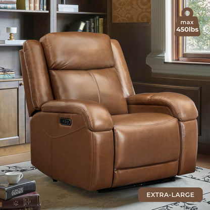 Isaac Genuine Leather Wall Hugger Power Recliner with Power Headrest