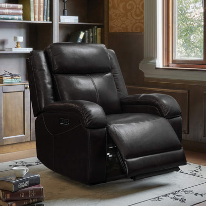 Isaac Genuine Leather Wall Hugger Power Recliner with Power Headrest