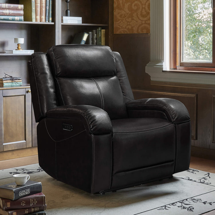 Isaac Genuine Leather Wall Hugger Power Recliner with Power Headrest