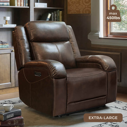 Isaac Genuine Leather Wall Hugger Power Recliner with Power Headrest