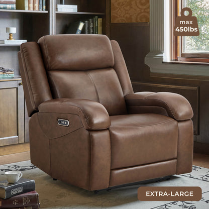 Isaac Genuine Leather Wall Hugger Power Recliner with Power Headrest
