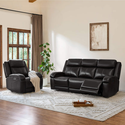 Isaac Genuine Leather Wall Hugger Power Reclining Sofa with Power Headrest