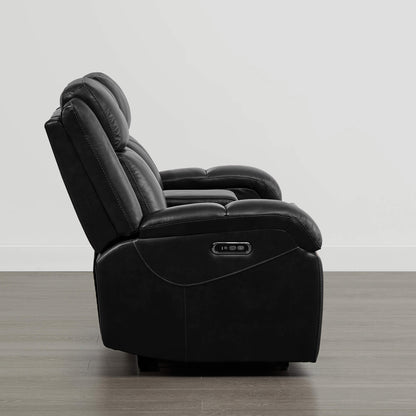 Isaac Genuine Leather Wall Hugger Power Reclining Sofa with Power Headrest