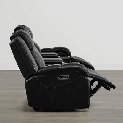 Isaac Genuine Leather Wall Hugger Power Reclining Sofa with Power Headrest