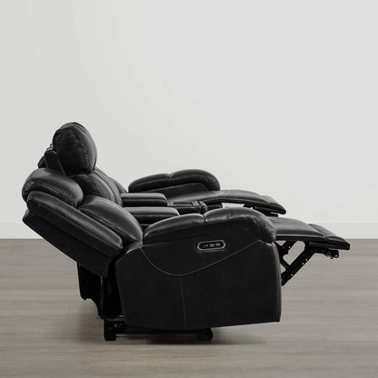 Isaac Genuine Leather Wall Hugger Power Reclining Sofa with Power Headrest