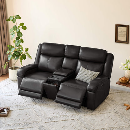 Isaac Genuine Leather Wall Hugger Power Reclining Sofa with Power Headrest