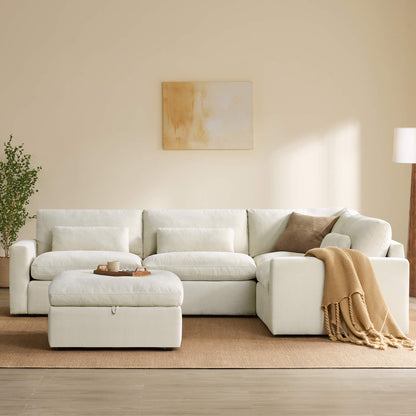 Ivy 5-Seat Performance Fabric Modular Sectional Sofa with Storage Ottoman