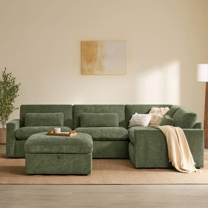 Ivy 5-Seat Performance Fabric Modular Sectional Sofa with Storage Ottoman