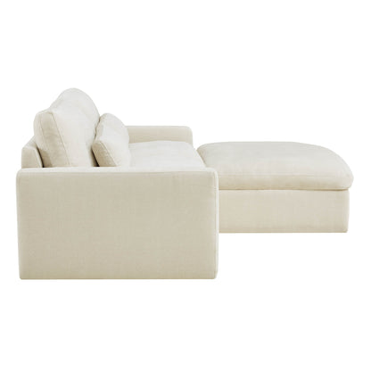 Ivy Modular 3-Seat Performance Fabric Sofa with Storage Ottoman