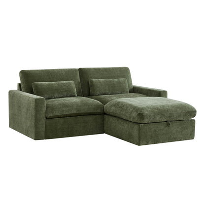 Ivy Modular 3-Seat Performance Fabric Sofa with Storage Ottoman