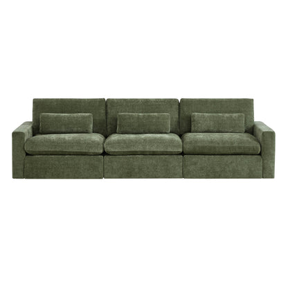 Ivy Modular 3-Seat Performance Fabric Sofa with Storage Ottoman
