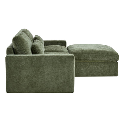 Ivy Modular 3-Seat Performance Fabric Sofa with Storage Ottoman