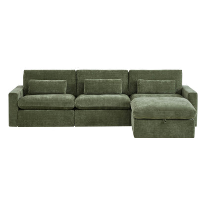 Ivy Modular 4-Seat Performance Fabric Sectional with Storage Ottoman