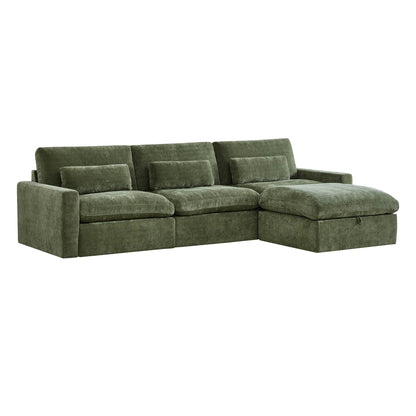 Ivy Modular 4-Seat Performance Fabric Sectional with Storage Ottoman