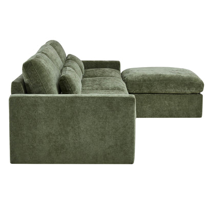 Ivy Modular 4-Seat Performance Fabric Sectional with Storage Ottoman