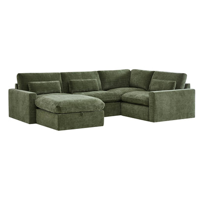 Ivy Modular 5-Seat Performance Fabric Sectional with Storage Ottoman