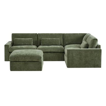 Ivy Modular 5-Seat Performance Fabric Sectional with Storage Ottoman