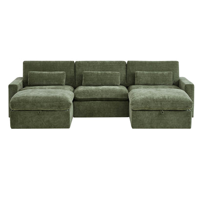 Ivy Modular 5-Seat Performance Fabric Sectional with Storage Ottoman