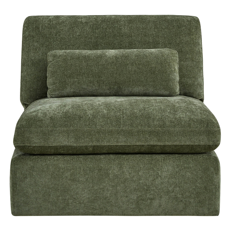Ivy modular green performance fabric armless chair with lumbar pillow