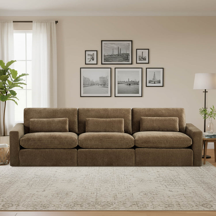 Ivy Modular 3-Seat Performance Fabric Sofa with Storage Ottoman