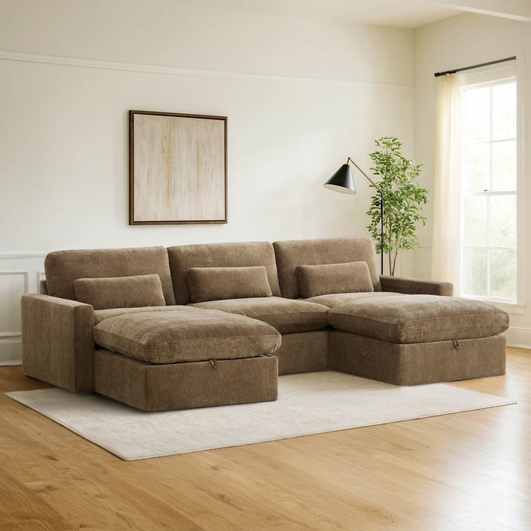 Ivy Modular 5-Seat Performance Fabric Sectional with Storage Ottoman