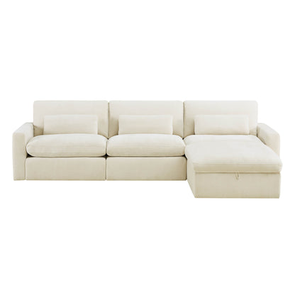 Ivy Modular 4-Seat Performance Fabric Sectional with Storage Ottoman