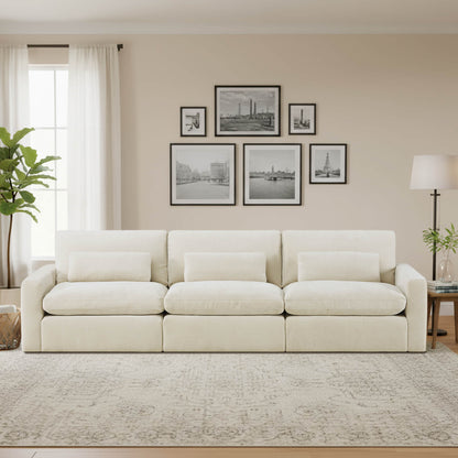 Ivy Modular 3-Seat Performance Fabric Sofa with Storage Ottoman