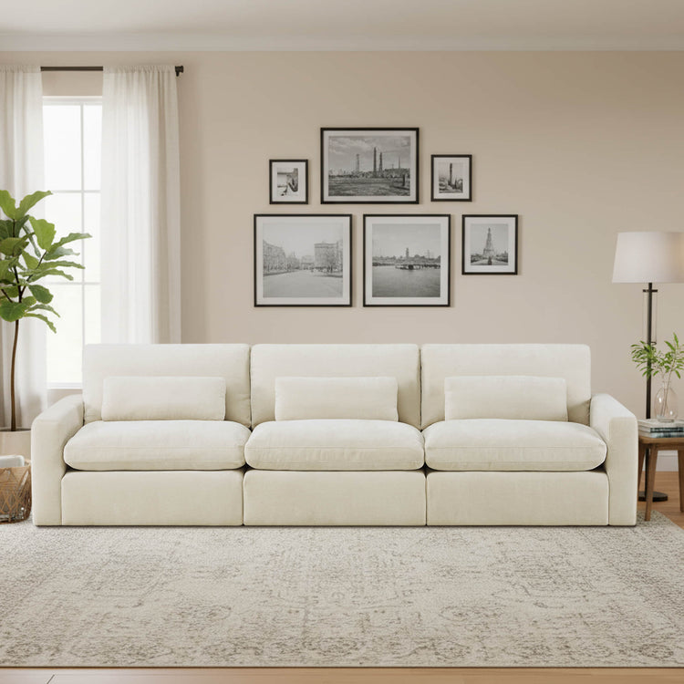 Ivy Modular 3-Seat Performance Fabric Sofa with Storage Ottoman