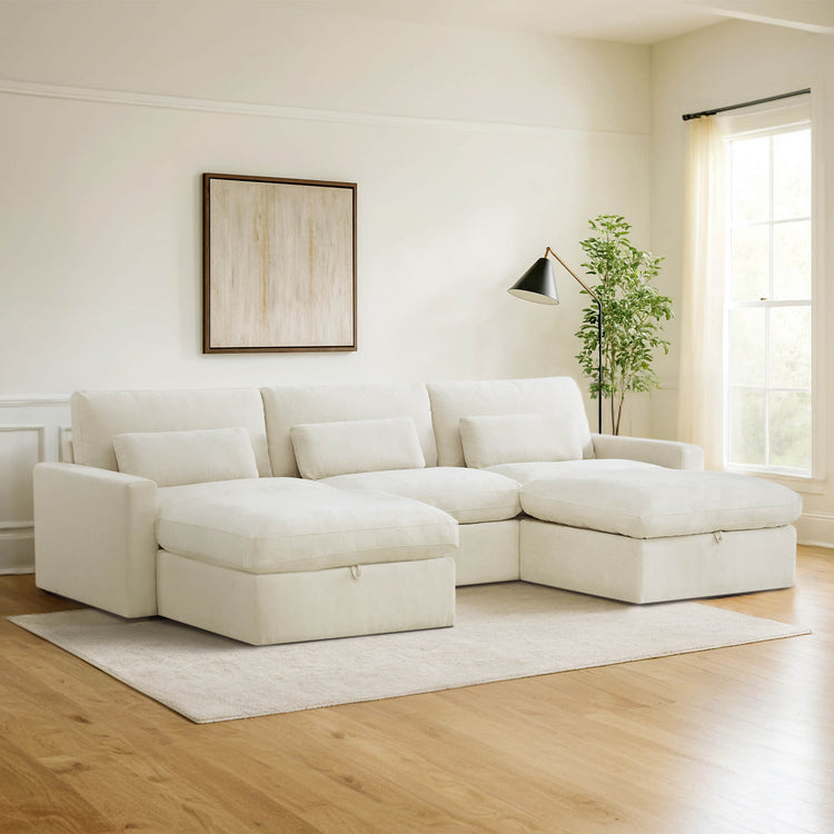 Ivy Modular 5-Seat Performance Fabric Sectional with Storage Ottoman