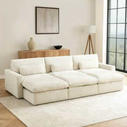Ivy Modular 6-Seat Performance Fabric Bed Sectional with Storage Ottoman