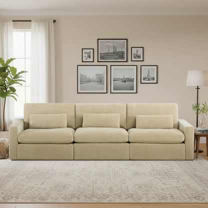 Ivy Modular 3-Seat Performance Fabric Sofa with Storage Ottoman