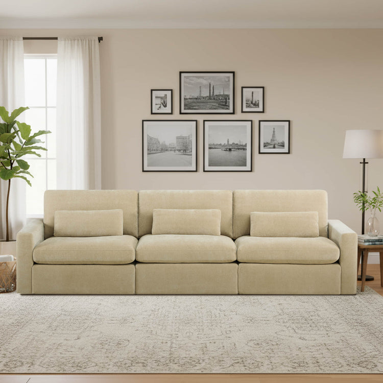 Ivy Modular 3-Seat Performance Fabric Sofa with Storage Ottoman