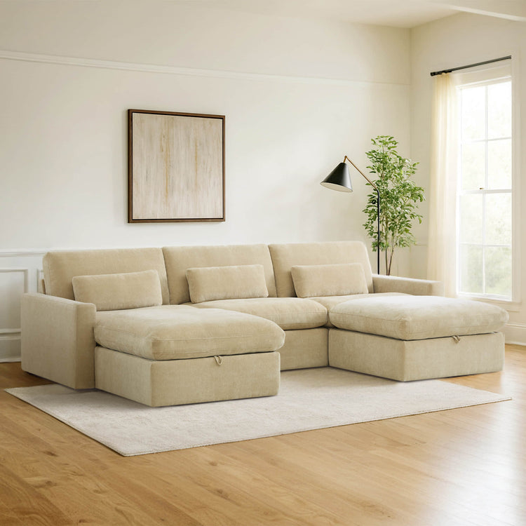 Ivy Modular 5-Seat Performance Fabric Sectional with Storage Ottoman