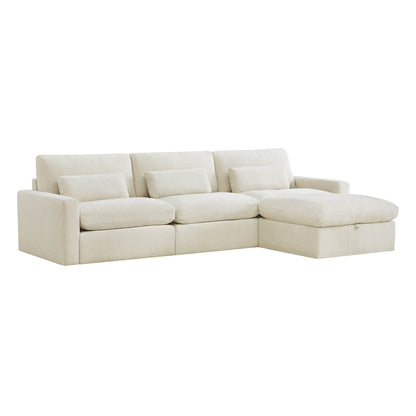 Ivy Modular 4-Seat Performance Fabric Sectional with Storage Ottoman