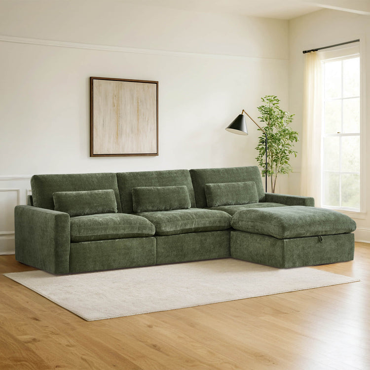 Ivy Modular 4-Seat Performance Fabric Sectional with Storage Ottoman