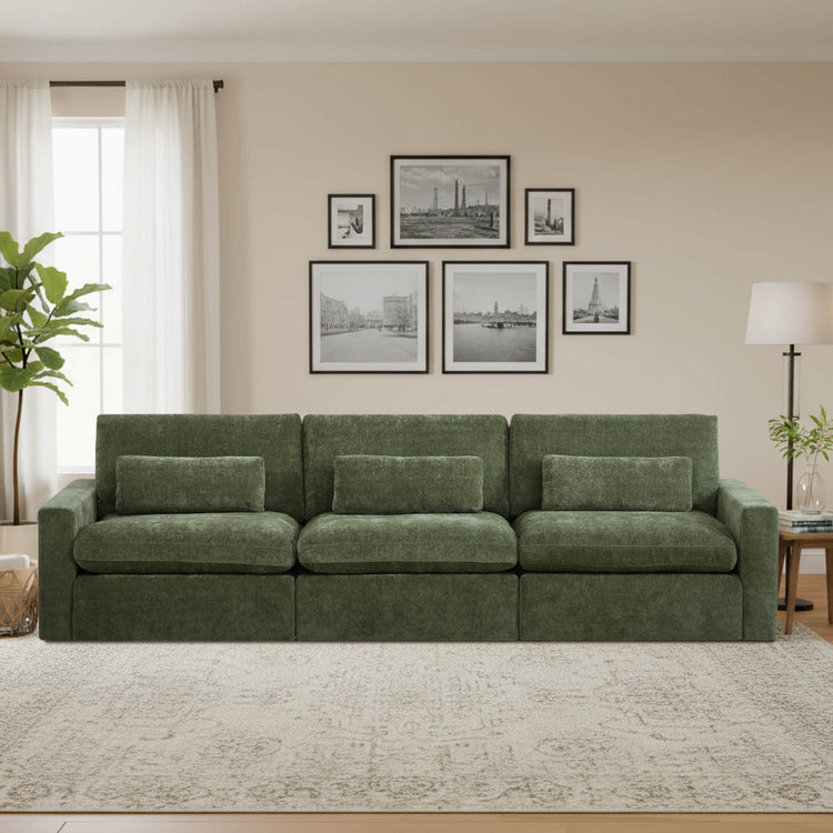 Ivy Modular 3-Seat Performance Fabric Sofa with Storage Ottoman