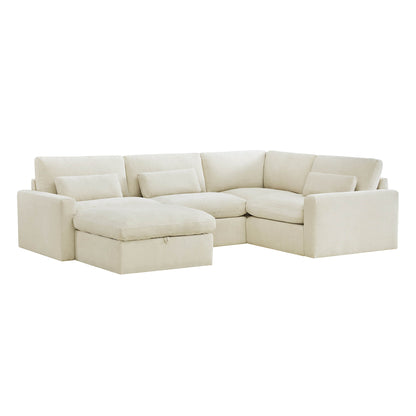 Ivy Modular 5-Seat Performance Fabric Sectional with Storage Ottoman