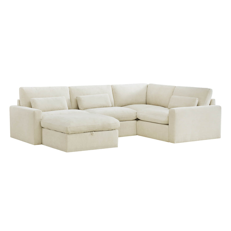 Ivy 5-Seat Performance Fabric Modular Sectional Sofa with Storage Ottoman