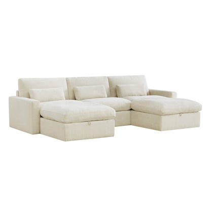 Ivy Modular 5-Seat Performance Fabric Sectional with Storage Ottoman